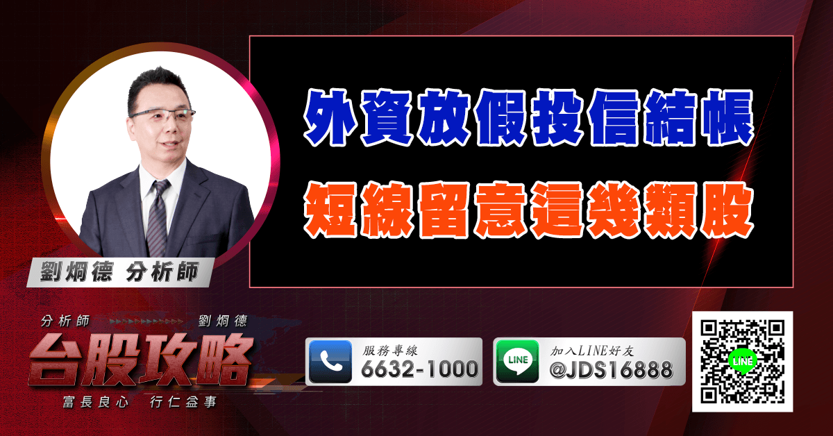 外資放假投信結帳 短線留意這幾類股 (圖)
